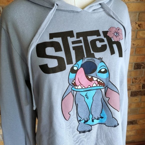 Disney Pale Blue Stitch Graphic Hoodie sz XS / M - Picture 2 of 4